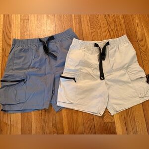 Men's technical Cargo Shorts - Blue and Tan